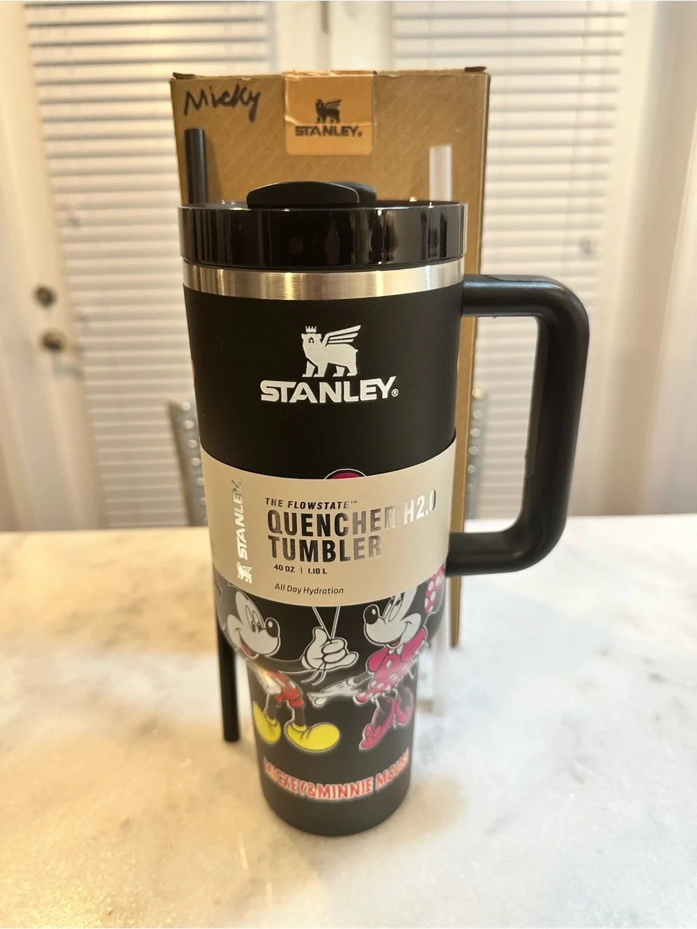 Stanley Mickey & Minnie Mouse Black & Silver Unique & Rare 40oz Tumbler - Picture 12 of 13